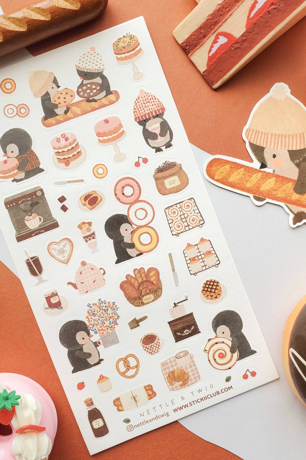 Stickii Club x Nettle and Twig -Penguin Cafe Sticker Sheet