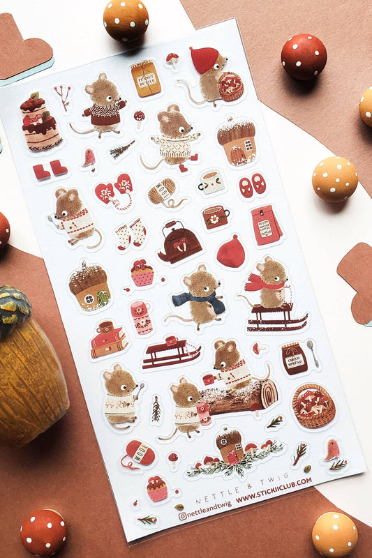 Stickii Club x Nettle and Twig - Mouse Snow Day Sticker Sheet