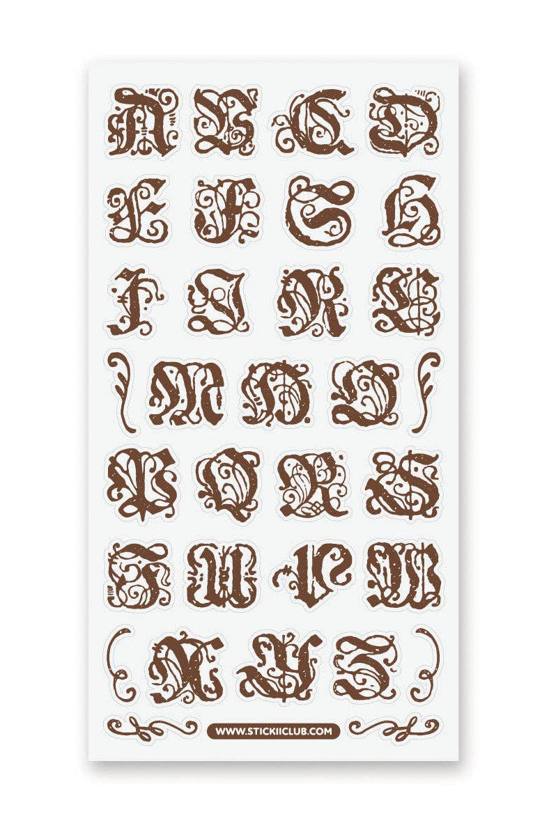 Stickii Club - Ornate Alphabet Sticker Sheet
