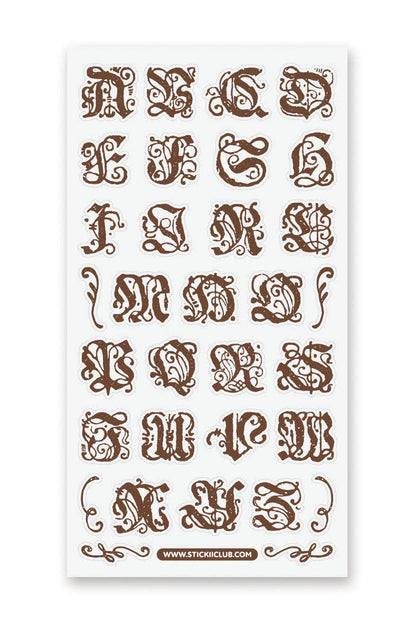 Stickii Club - Ornate Alphabet Sticker Sheet