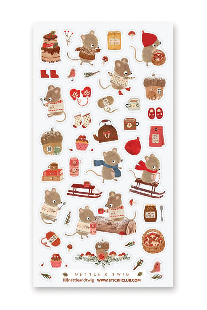 Stickii Club x Nettle and Twig - Mouse Snow Day Sticker Sheet