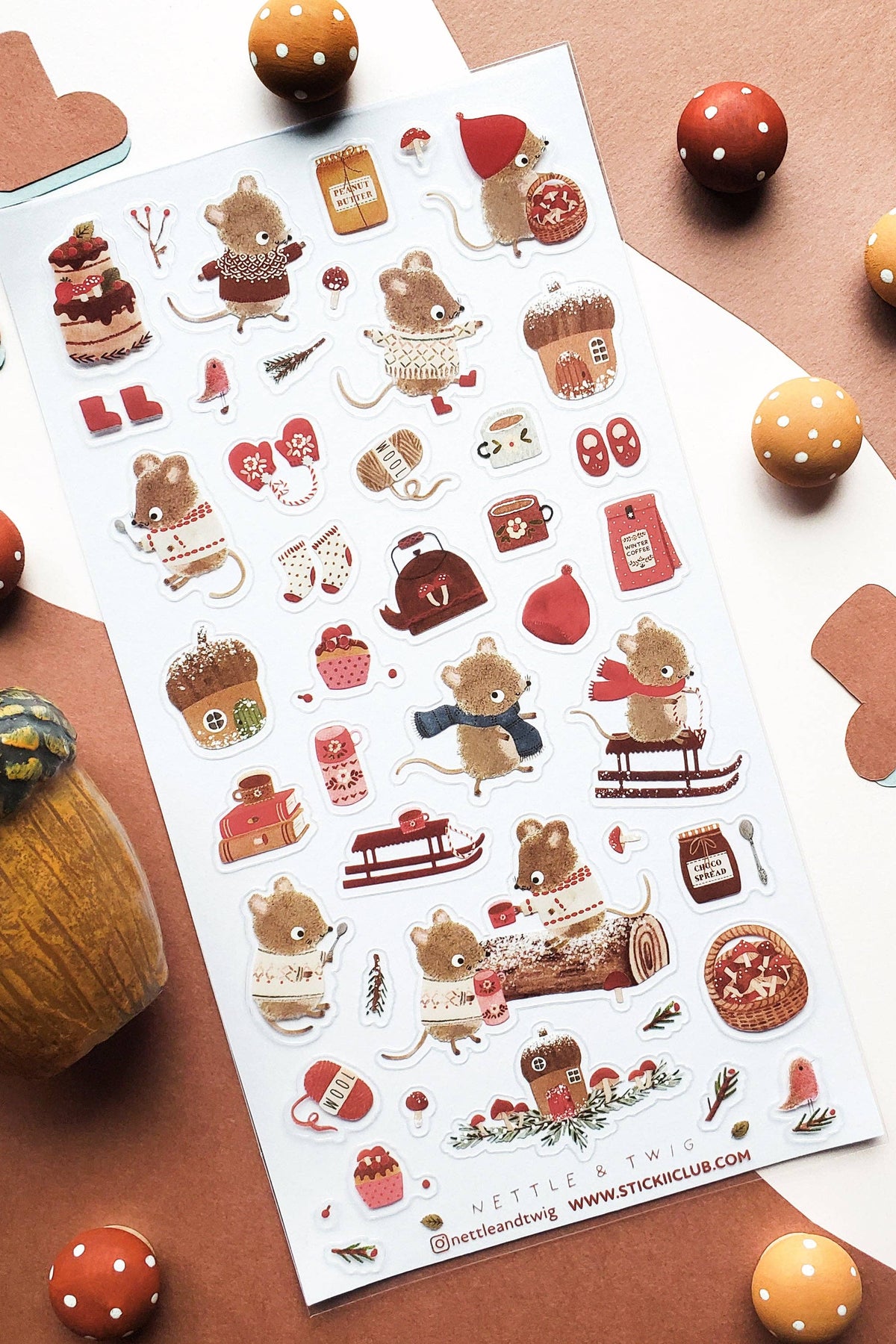 Stickii Club x Nettle and Twig - Mouse Snow Day Sticker Sheet