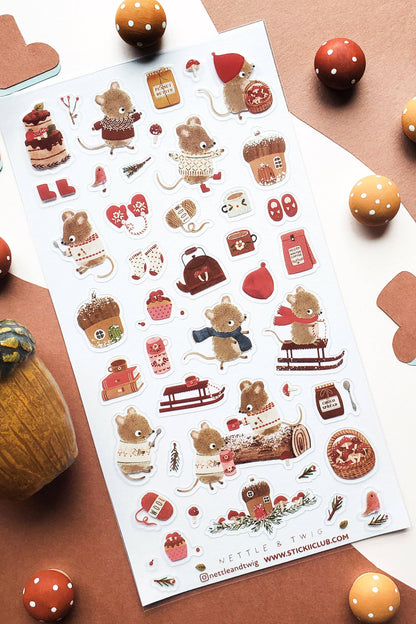 Stickii Club x Nettle and Twig - Mouse Snow Day Sticker Sheet
