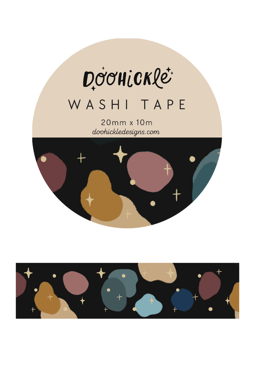 Doohickle Designs - Color Splotch Washi Tape with Gold Foil Stars