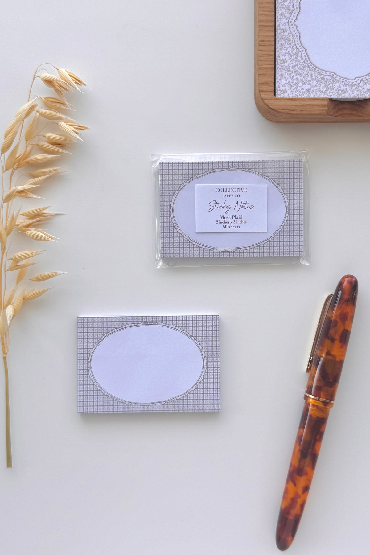 Sticky Notes - Moss Plaid