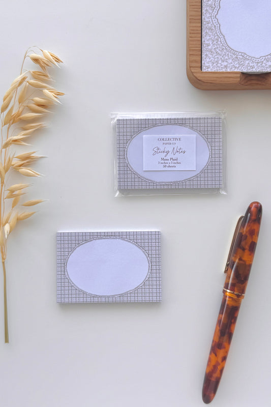 Sticky Notes - Moss Plaid