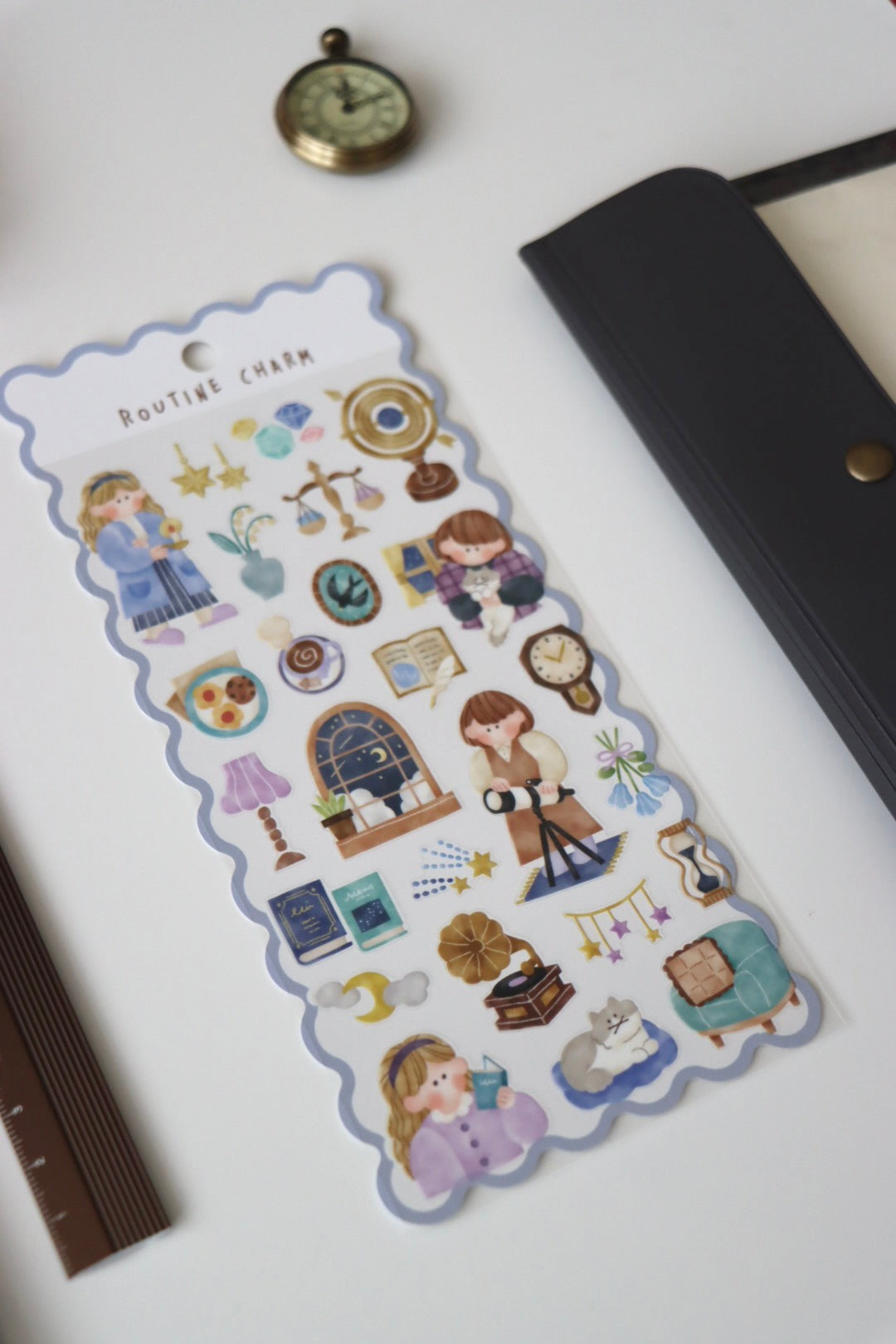 Mind Wave Routine Charm Sticker - Night (blue)