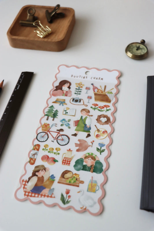 Mind Wave Routine Charm Sticker - Picnic (pink)