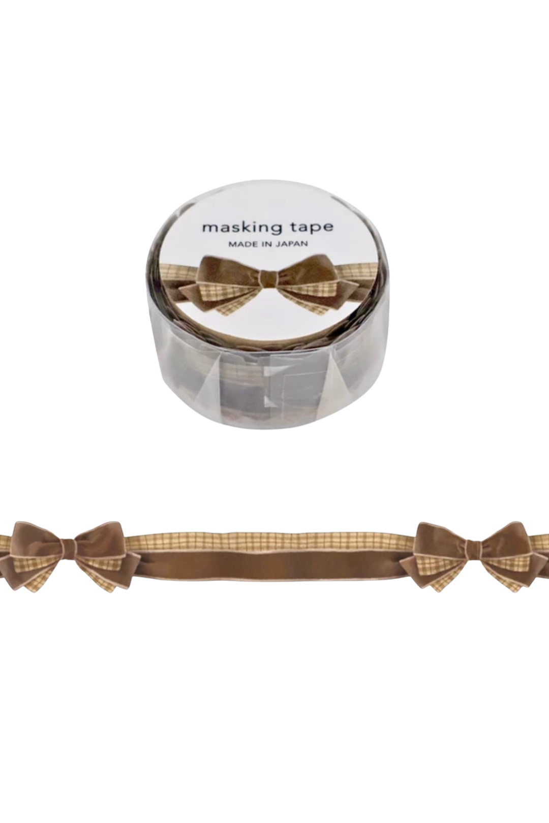 Masking tape with bow design on a white background