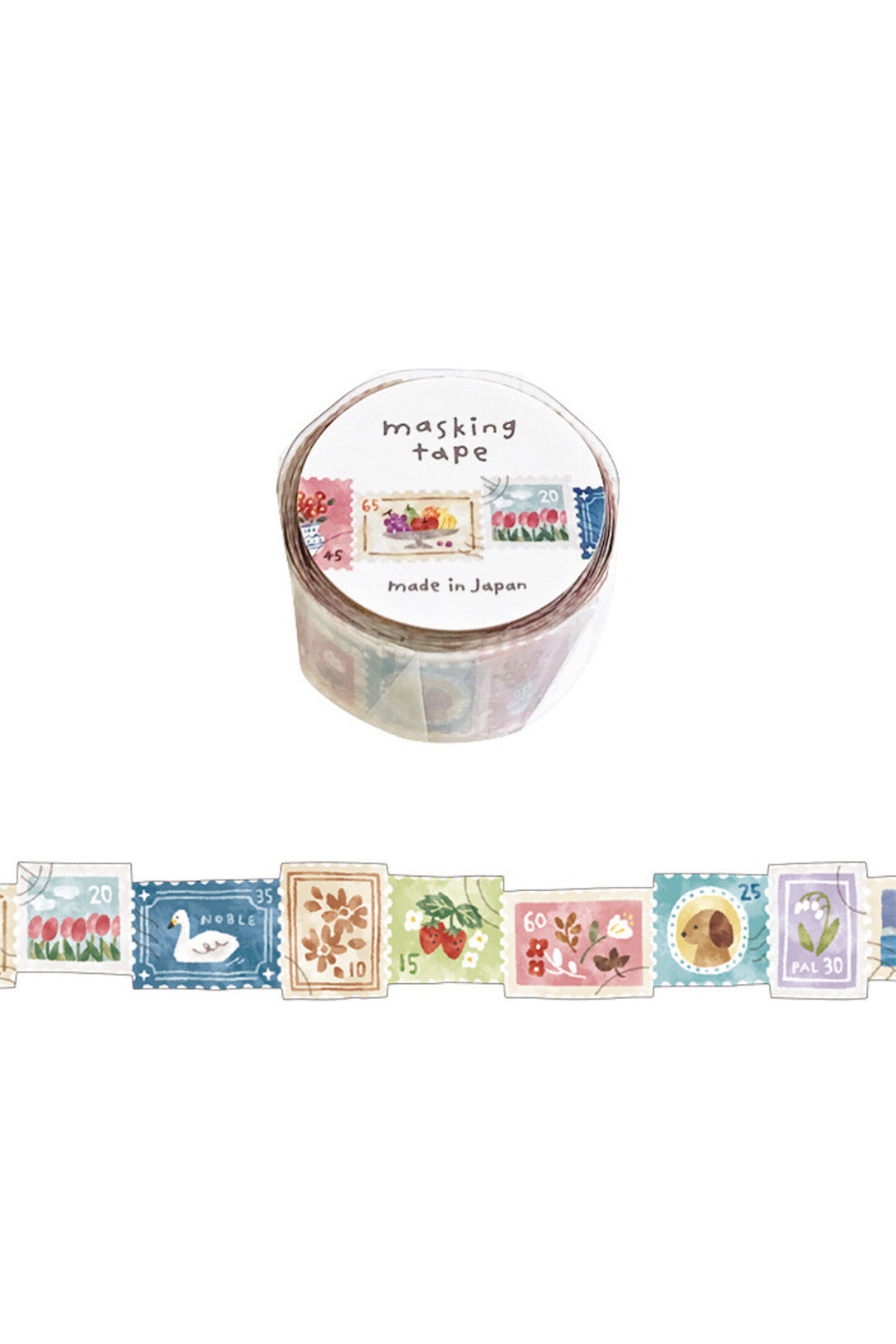 Roll of masking tape with decorative designs on a white background