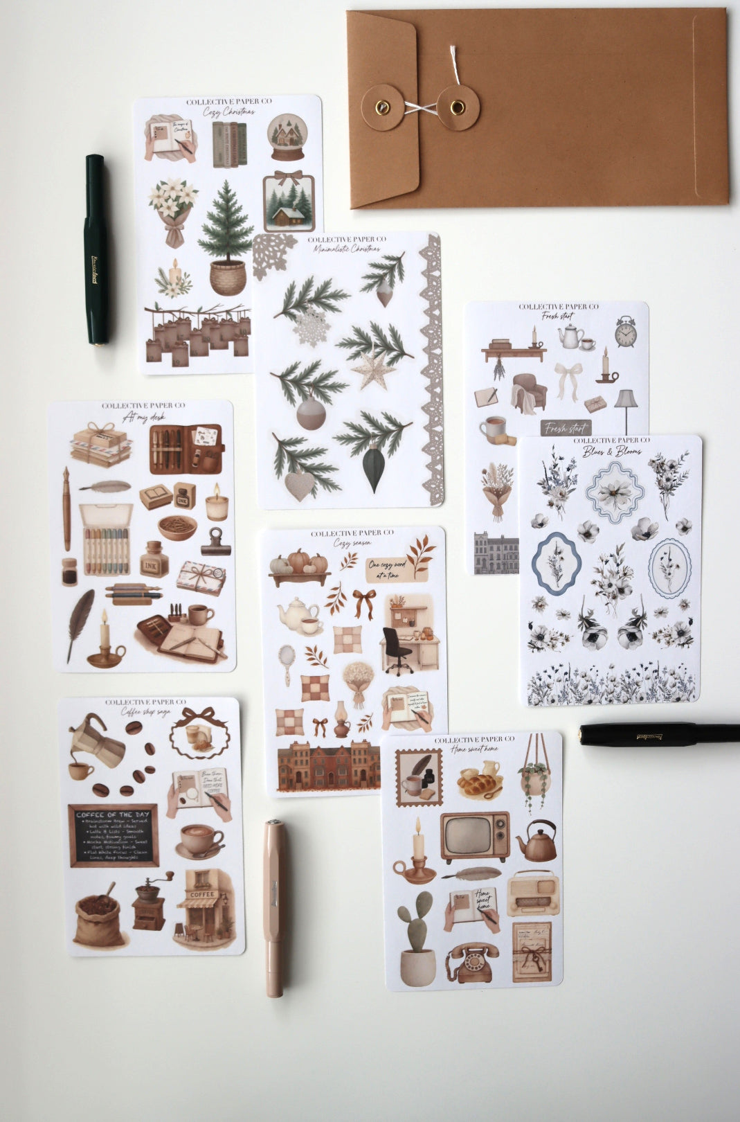 Own the full set - all 12 washi paper sticker sheets from the Watercolour Collection, gathered in one elegant bundle. Printed on soft Japanese washi paper and carefully finished in our cosy London home studio, each design celebrates delicate artwork, gentle hues, and the art of journaling. Perfect for adding a painterly touch to your pages or gifting to a fellow stationery lover, this collection is a soothing escape for artists, dreamers, and journal keepers alike.