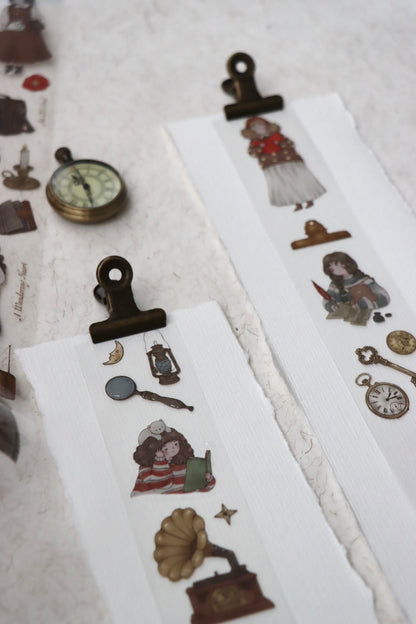 Sho Little Happiness A Vintage Dream washi tape with soft vintage inspired illustrations, close up top