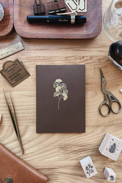 Sarica Studio - Brown Ginkgo Notebook (Passport TN Size)