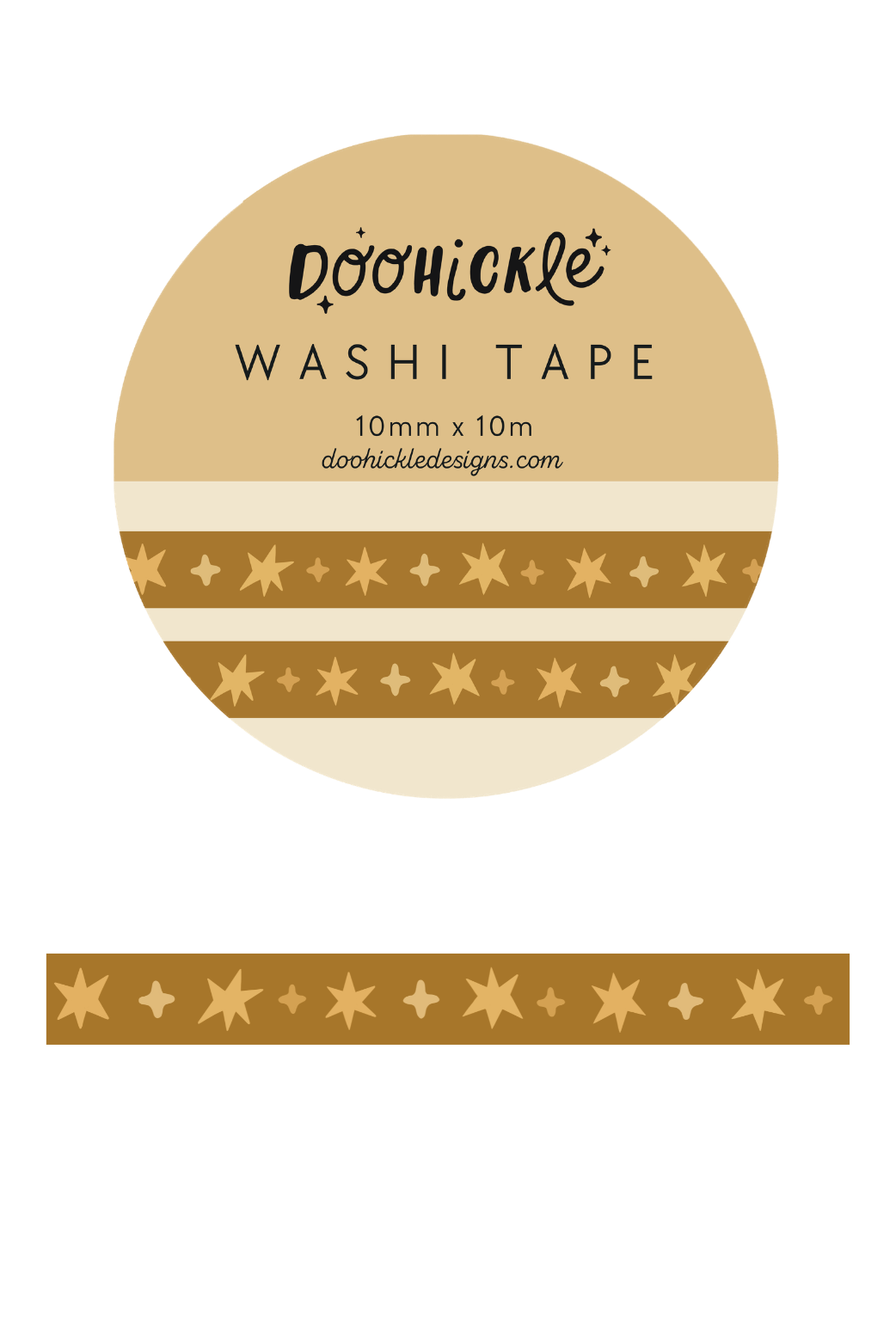 Doohickle Designs - Yellow Ochre Wonky Stars Small Washi Tape