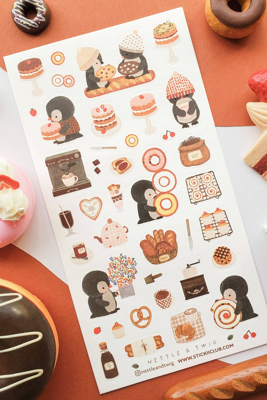 Stickii Club x Nettle and Twig -Penguin Cafe Sticker Sheet