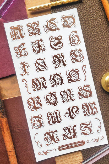 Stickii Club - Ornate Alphabet Sticker Sheet