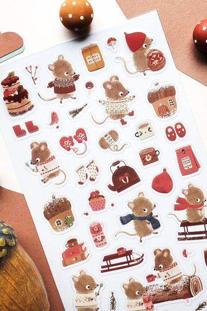 Stickii Club x Nettle and Twig - Mouse Snow Day Sticker Sheet