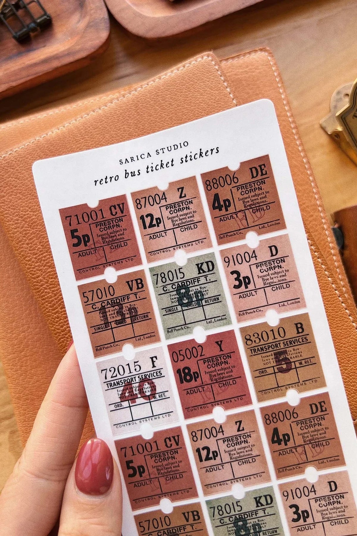Sarica Studio - retro bus ticket stickers