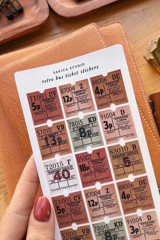 Sarica Studio - retro bus ticket stickers